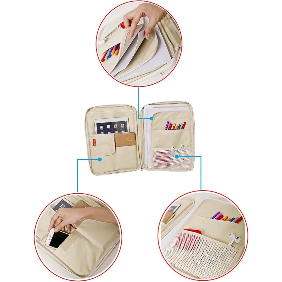 Universal Travel Gear Organizer for Electronics Accessories and Documents - Compact Durable Multi-Compartment Carry-On Bag with