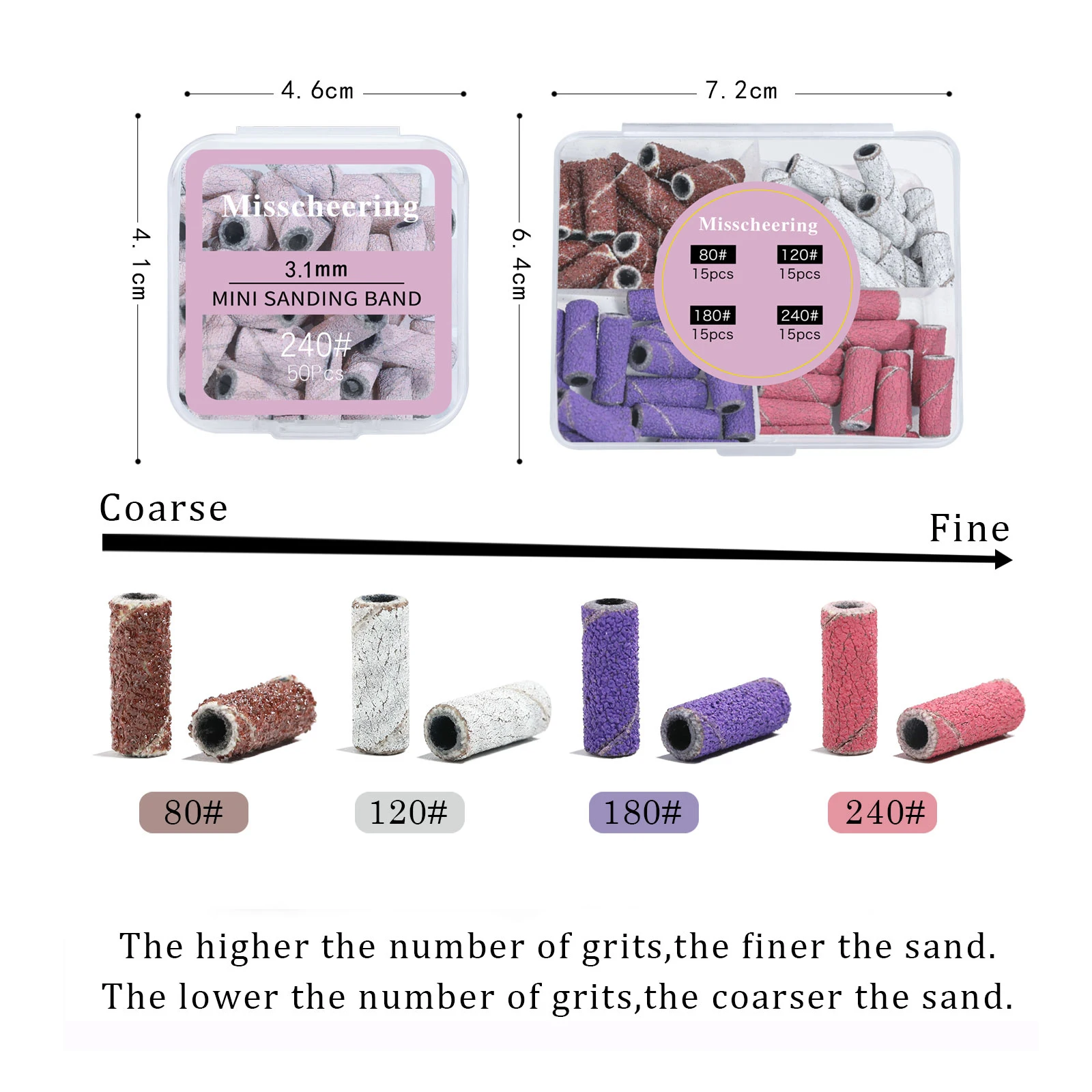 50 szt. Mini taśm szlifierskich do gwoździ 3,1 mm 120 #   80 #   240 #   Zestaw narzędzi do polerowania skórek ze stali nierdzewnej Wiertło do paznokci Żel do usuwania zestawu narzędzi