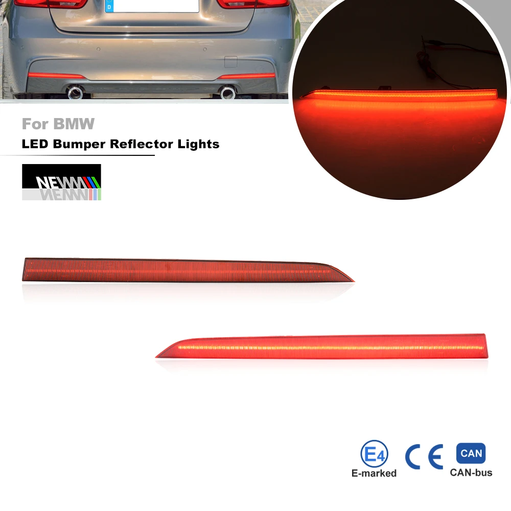 For BMW 3Series F30 F31 Sedan Touring M-Sport 2012-2019 OE-Spec Full Led Bumper Reflector Lights Car Tail Brake Stop Lamp