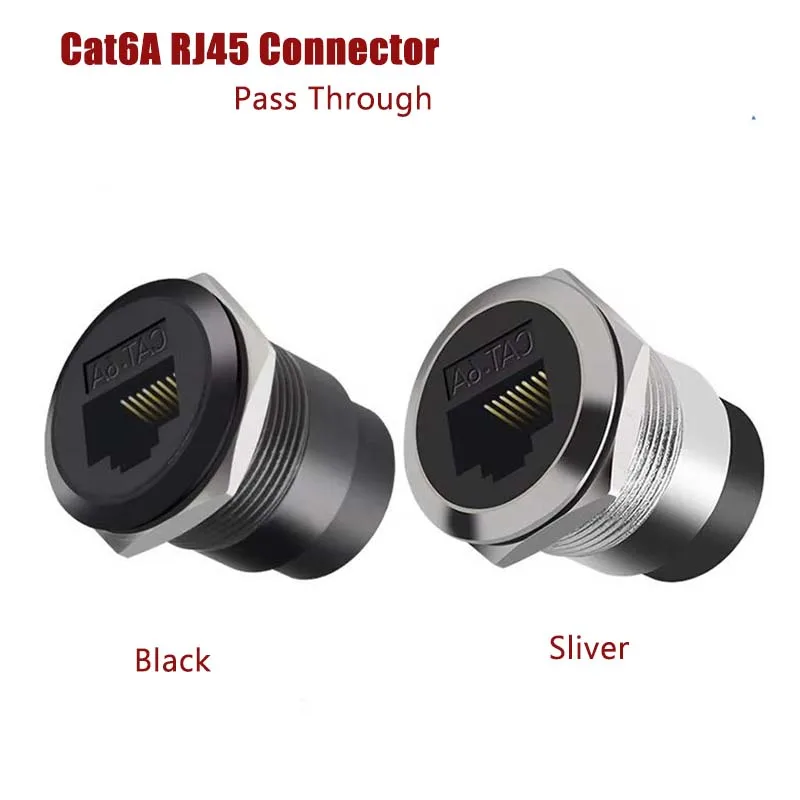 C-type CATA RJ45 Connector Passthrough Network RJ45 8P8C Module Super Six Category Metal Round rj45 Two Ends Direct Socket Panel