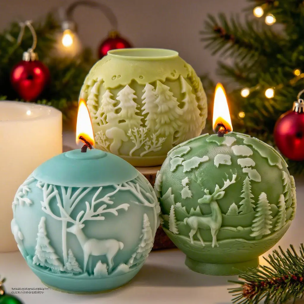 

Christmas Ball Mold DIY Candle Handmade Soap Plaster Silicone Molds Xmas Ball Candle Mold Christmas Decoration