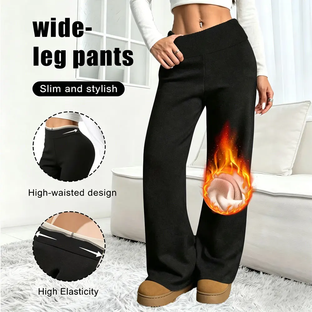 Thickened German Velvet Tights Autumn Winter Warm Stretch Fleece Pants Soft Lining Casual Jogger Pants Suitable For Cold Weather