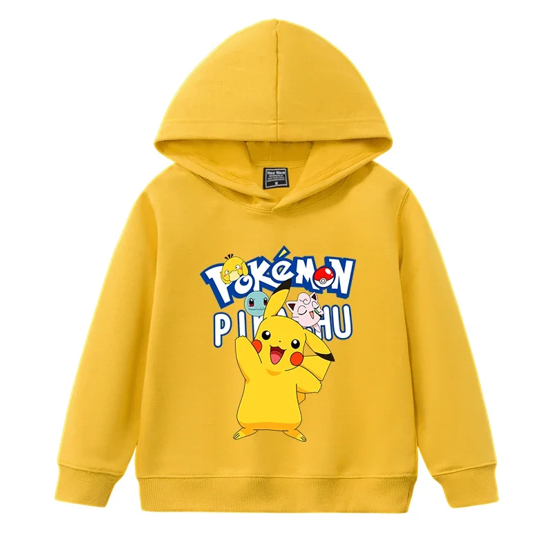2026 جديد الكرتون بوكيمون بيكاتشو الفتيان والفتيات بلوزات بأكمام طويلة عادية مريحة الدافئة الخريف جديد قمصان سويت شيرت بقلنسوة