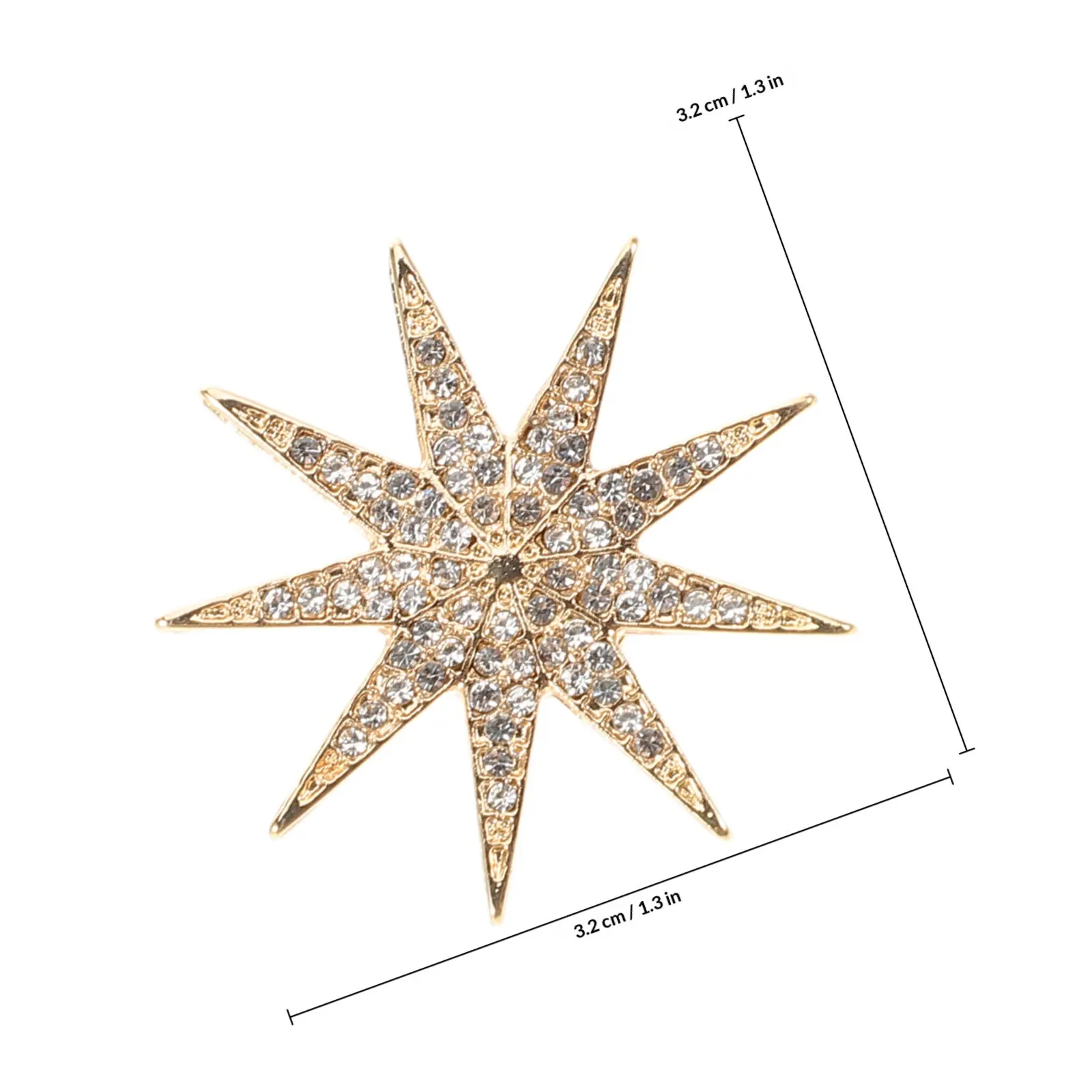 Six-Point Star Badge Brooch Vintage Alloy Rhinestone Pin for Women Stylish Elegant Attire Enhancer Clothes Brooch