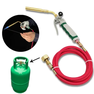 Pistola de aquecimento portátil, interruptor duplo, GLP, MAPP, queimador a gás liquefeito, chama espiral, mangueira de borracha de 1.6m para churrasco, estilo alemão 6 principais vendas mangueira incendio - №4