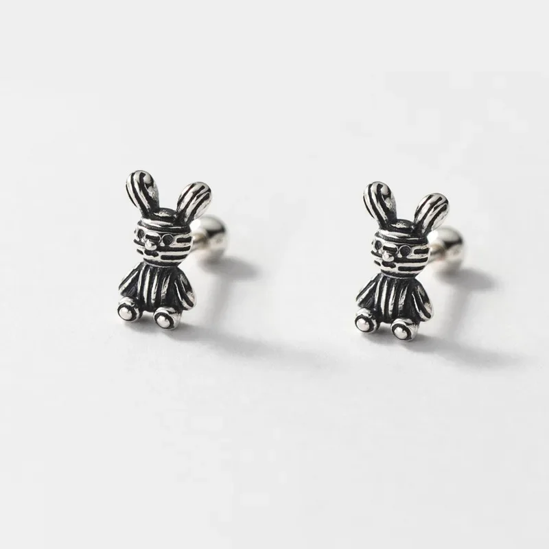 Punk Bandage Rabbit Stud Earrings for Women 2024 Cool Metal Korean Earrings OL 2000s Aesthetic Jewelry Party Favors