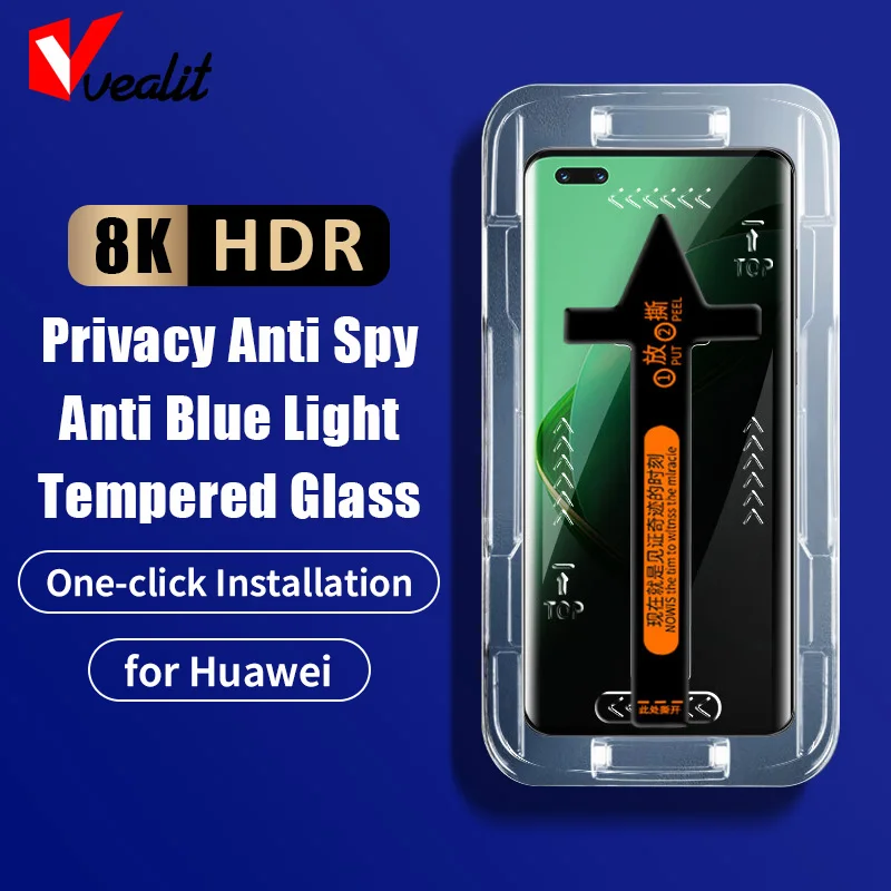 Tek tıklama kurulum Anti-spy ekran koruyucu için Huawei Nova 11 12 Ultra 10 9 8 7 Pro hızlı kurulum tam kapak temperli cam