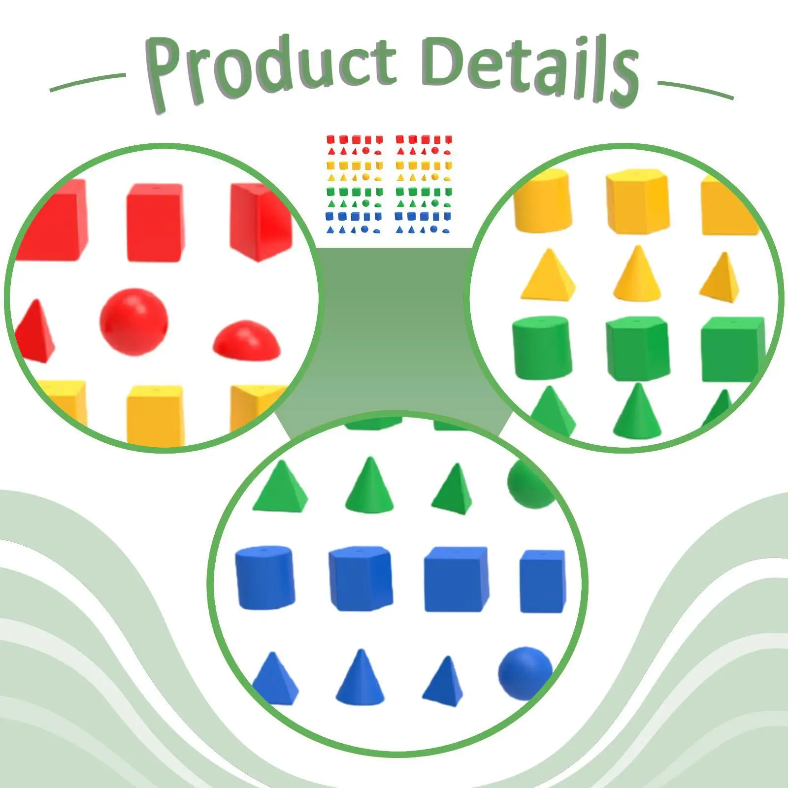 

Geometric Solid Blocks Multicolored 3D Shapes Pattern Math Manipulative Learning Toy for Preschool Classroom