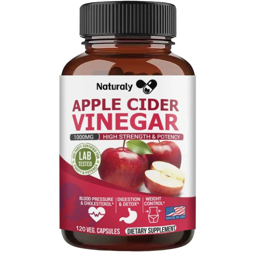 Apple Cider Vinegar Capsules Max 1000mg Natural Raw with Cinnamon Ginger & Cayenne Pepper Detox Vitamin C Supplement