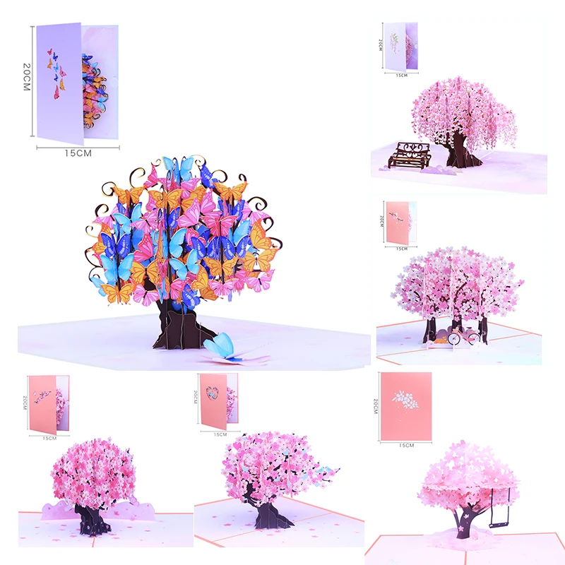 3D Butterfly Tree Pop Up Greeting Card for Valentine's Day, Wedding Invitation, Wife, Girlfriend, Thinking of You, Birthday Gift