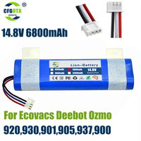 For Ecovacs Deebot Ozmo 900 901 905 920 930 937 N8 N8 Pro Li-ION 14.4V Robot Vacuum Cleaner Battery Replacement Battery 12800mAh