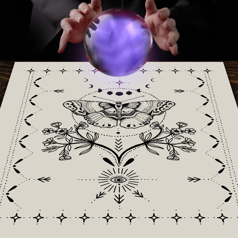 

Sun and Moon Moth Tarot Tablecloth Altar Cloth Divination Board moon phase Game Fortune Astrology Oracle Cards Pads