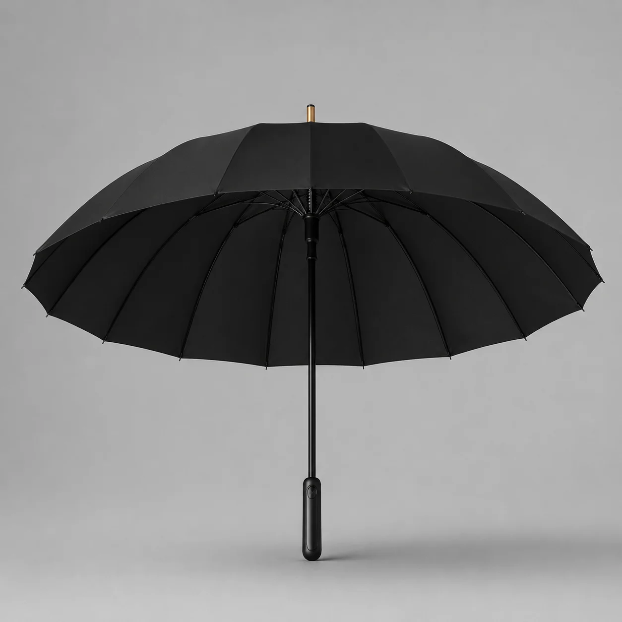 16 Ribs Automatic Long Handle Umbrella Black Coating Large UV Protection Rain Sun Umbrella for Men Business Advertising Gift