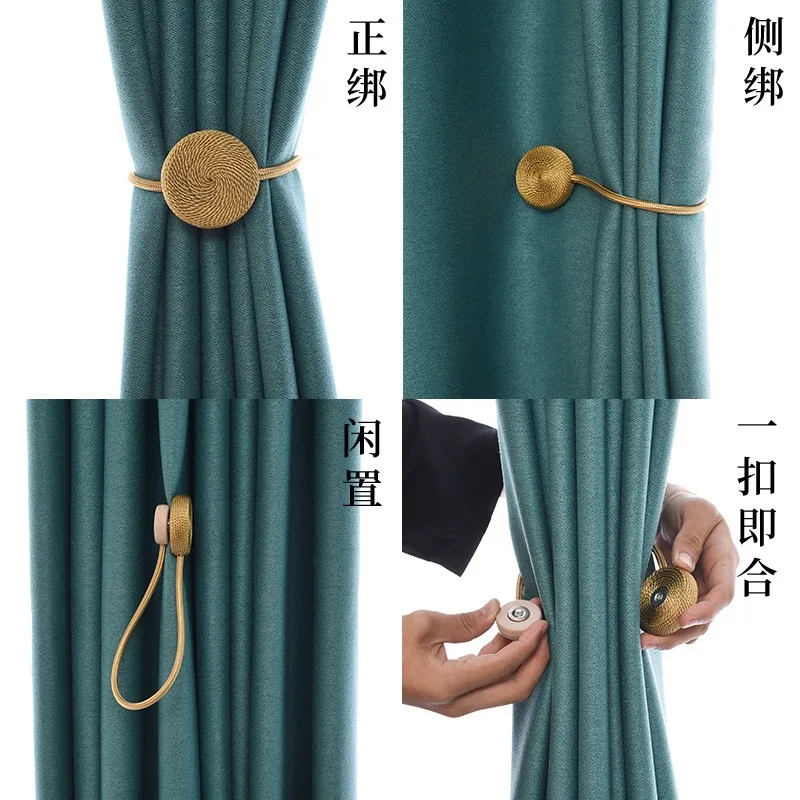 Curtain Tieback Magnet Modern Simple Style Clip Per Tende Drape Ties Backs Weave Rope Holdbacks For Window Curtain Holder