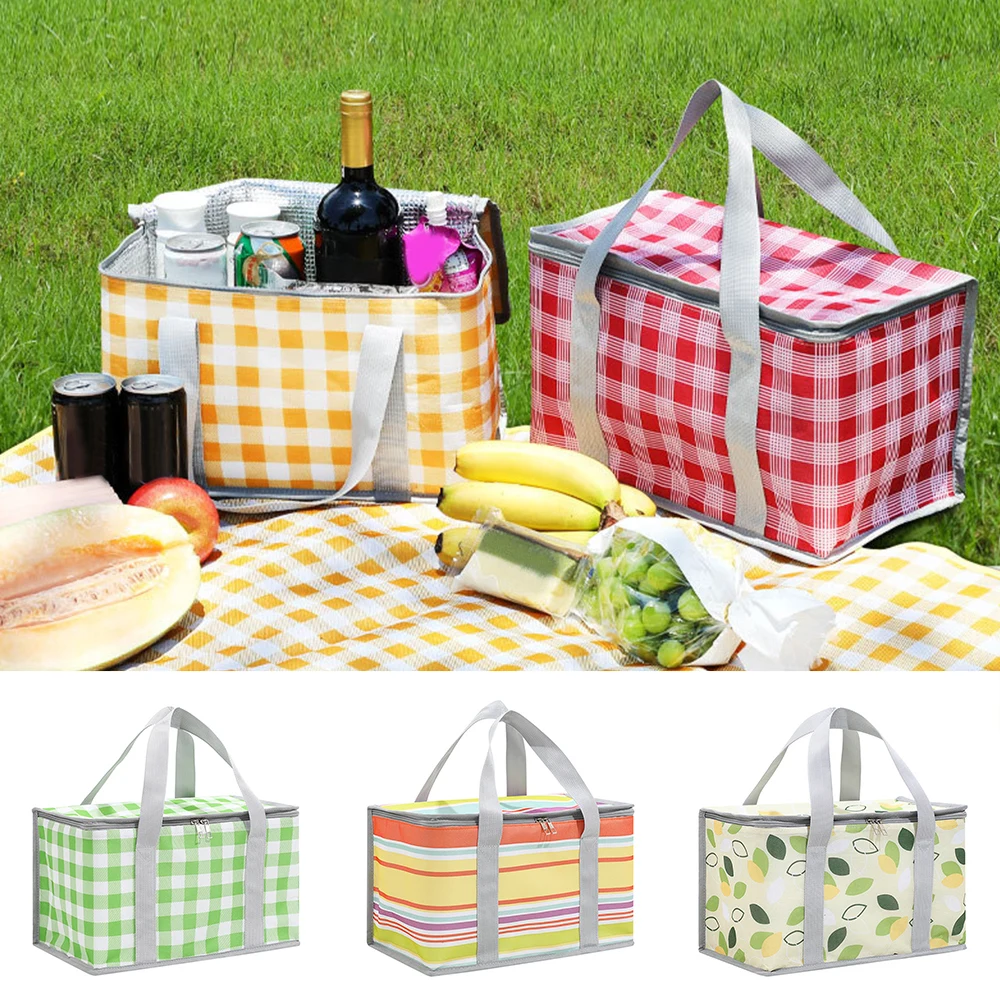 Portable Lunch Bag Foldable Insulation Picnic Food Thermal Bag Summer Ice Pack Drink Carrier Large Insulated Delivery Bags