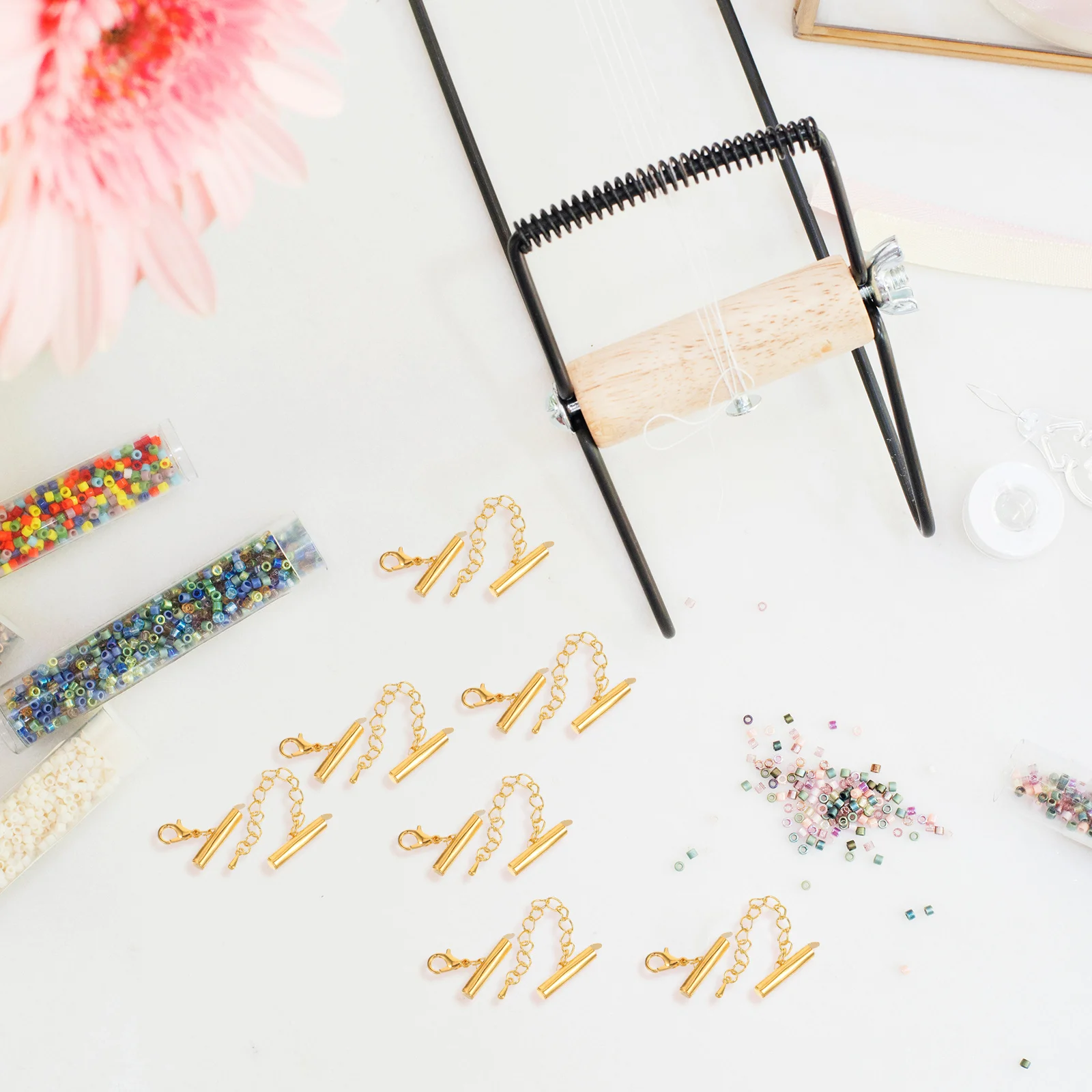 

10 компл. скользящая трубчатая застежка для изготовления ювелирных изделий, аксессуар «сделай сам», бисер, скользящий соединитель, удлинитель концевой цепи шнура, инструмент