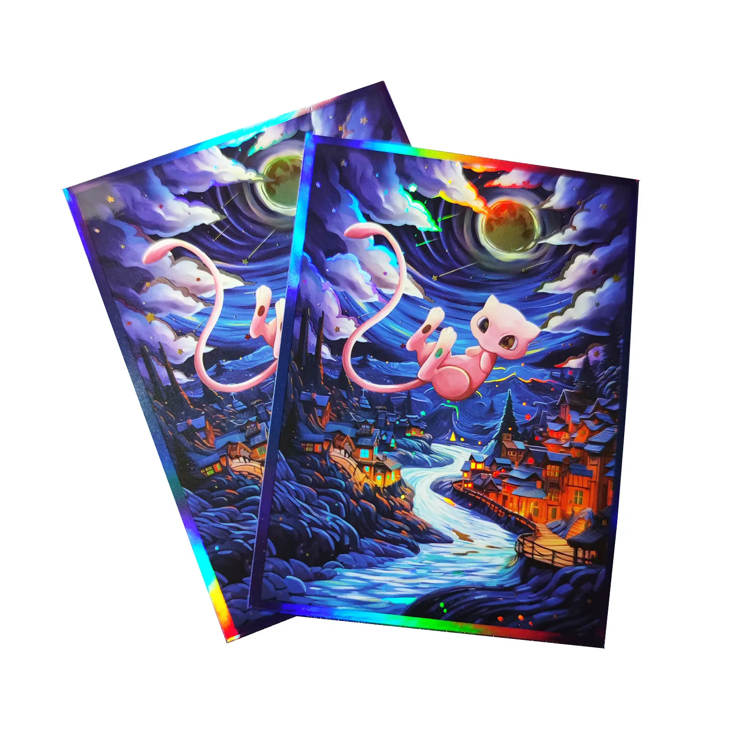 60PCS 66x91mm Trading Cards Protector Holographic Animation PTCG Card Sleeves TCG Shield Laser Card Deck Cover Standard Size