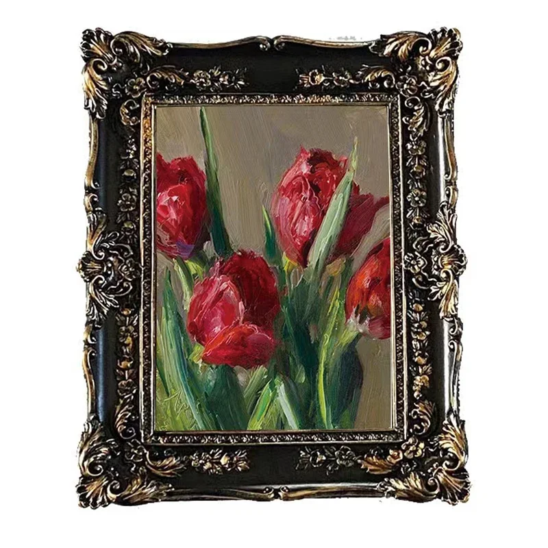 

Vintage European relief black resin photo frame picture frame home ornament wall decoration engraved wall hanging