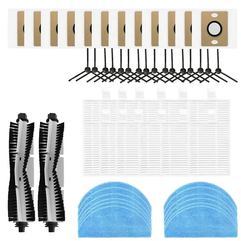 Y48A Replacement Parts Kit for ILIFE A30 Pro, Vacuum Cleaner Roller Brush HEPA Filter Side Brush Mop Dust Bag Accessories 42Pcs