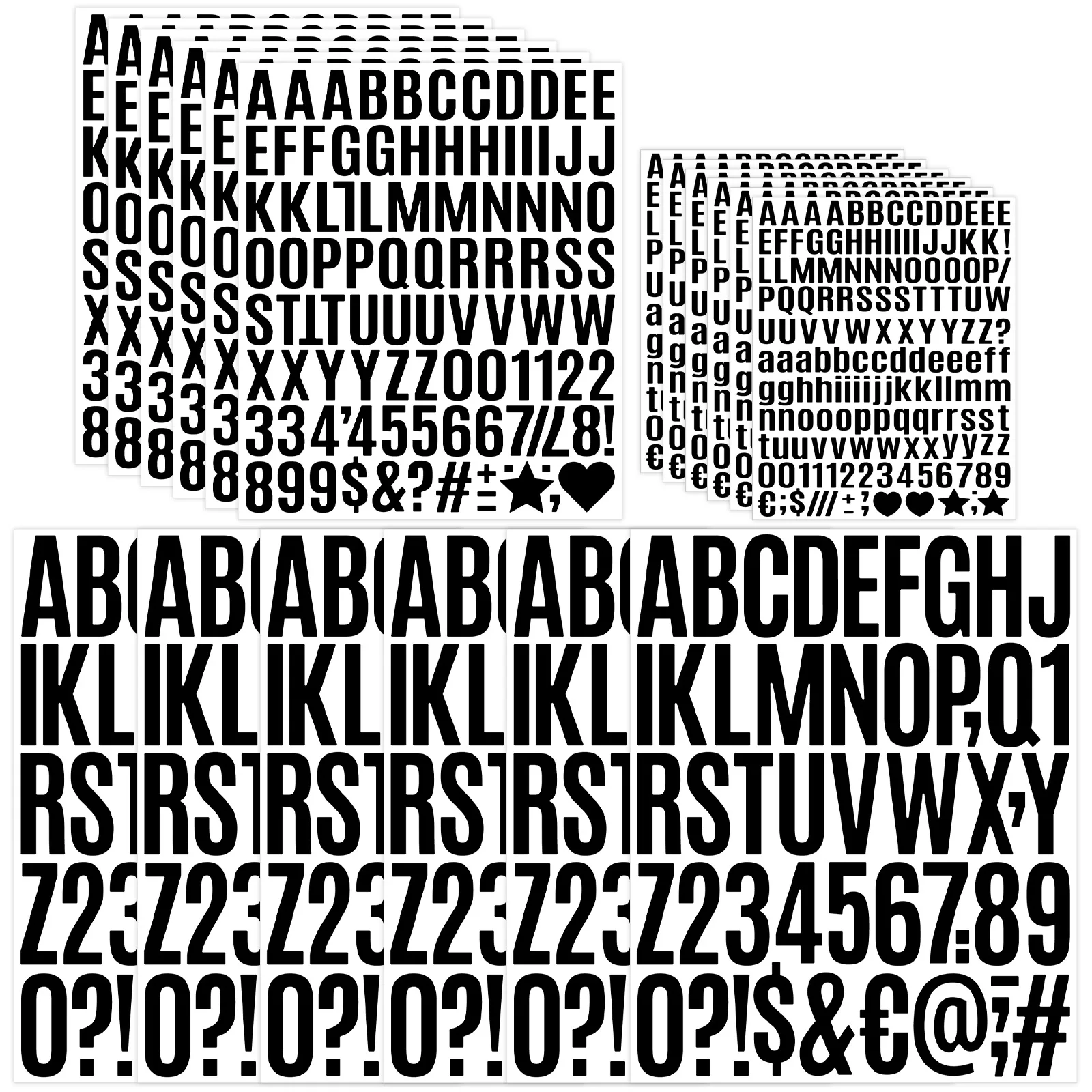 18 Sheets Black Mixed Size Letter Stickers 0.5+1+2 Inch Self Adhesive Waterproof Stickers DIY Craft Scrapbooking Decor Labels