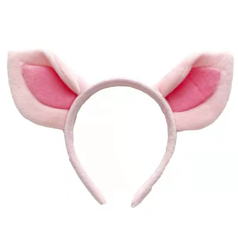 Women Animals Pink Pig Ear for Head Hoop Make Up Ornaments Festival Party Hair D