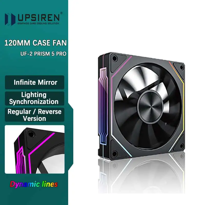 UPSIREN UF-2 PRISM 5 PRO Computer Chassis Fan 12cm ARGB 4 Pin PWM Quiet Cooling Fan 12V Large Air Volume 45.2CFM/800-1600RPM