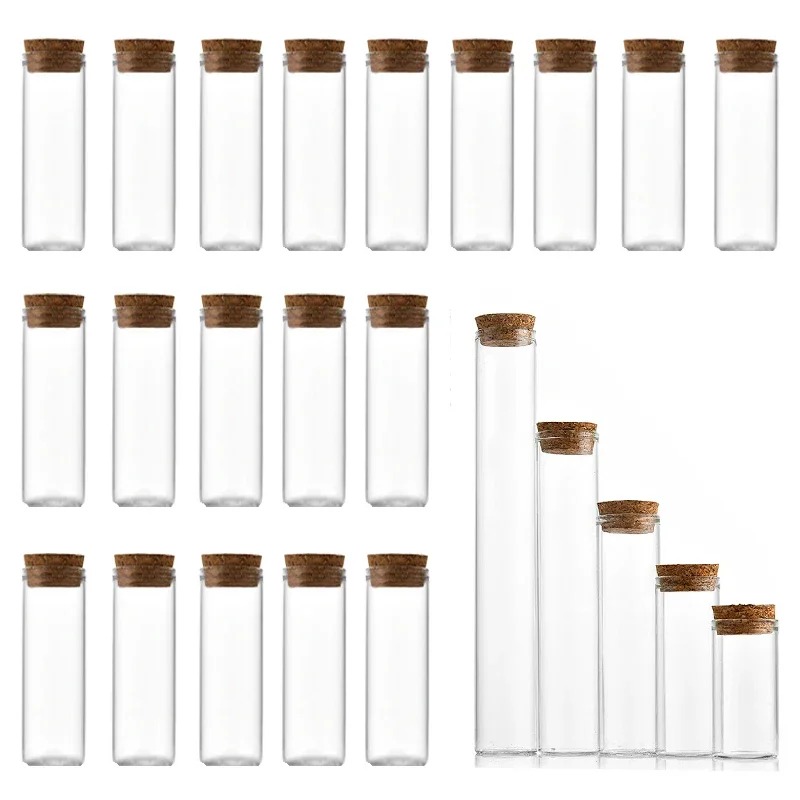 30Pcs 10-100ml Straight Mouth Glass Vials Wishing Bottles Corks Glass Bottles DIY Wedding Decoration Container Clear storage jar