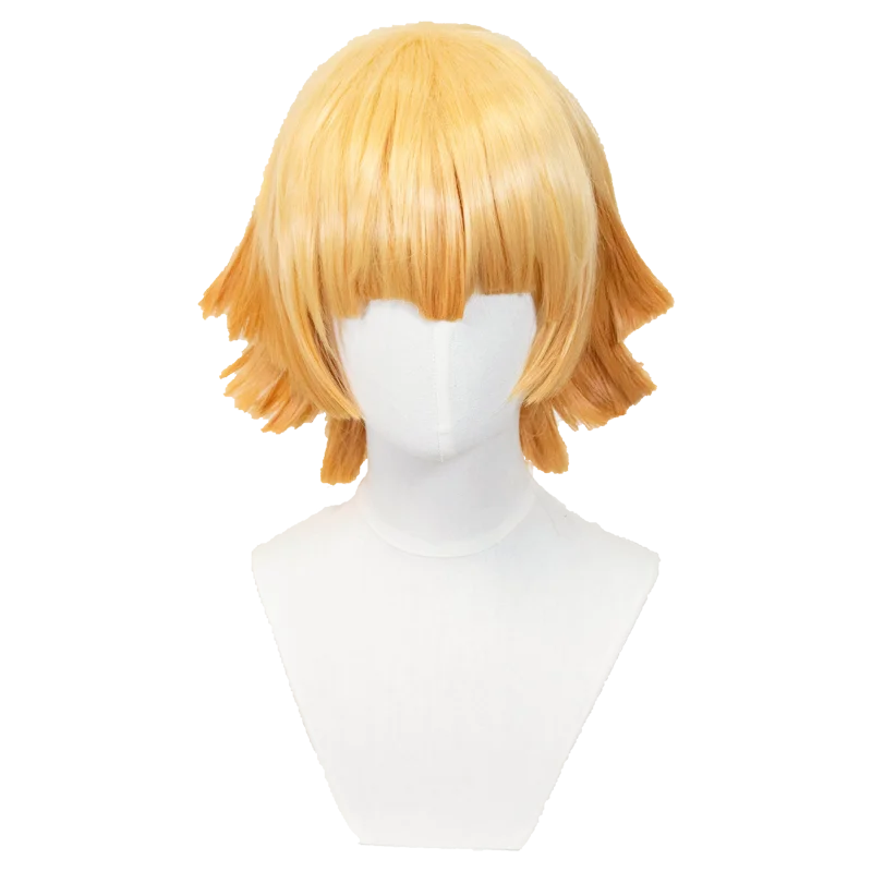 ND 젠이츠 아가츠마 코스프레 가발 헤어피스 귀멸의 칼날 애니메이션 코스프레 헤어 가발 코믹콘 코스어용 내열성 합성