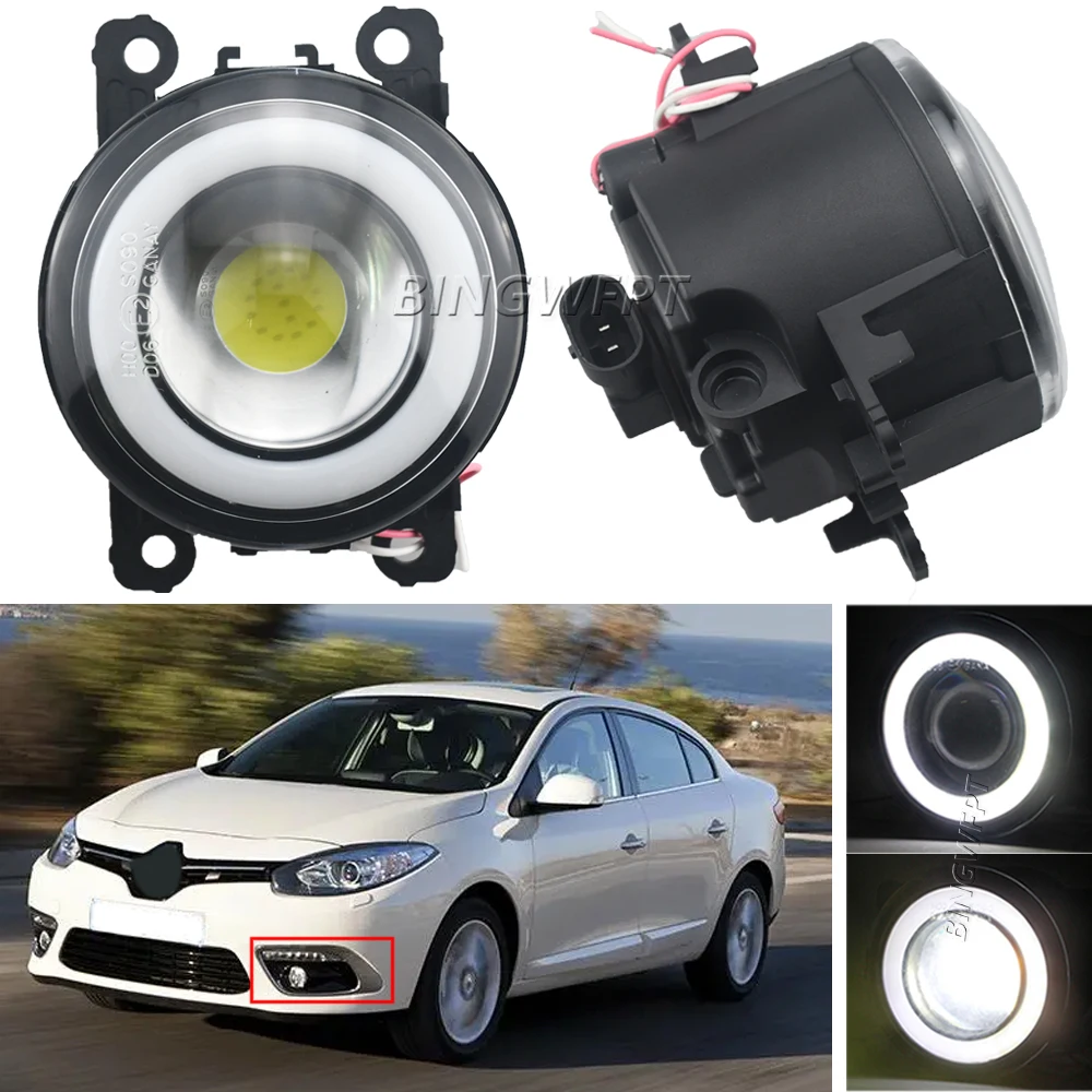 Car LED Fog Light Angel Eye 2IN1 Daytime Running Lamp DRL For Renault Fluence L30 Saloon 2010 2011 2012 2013 2014 2015