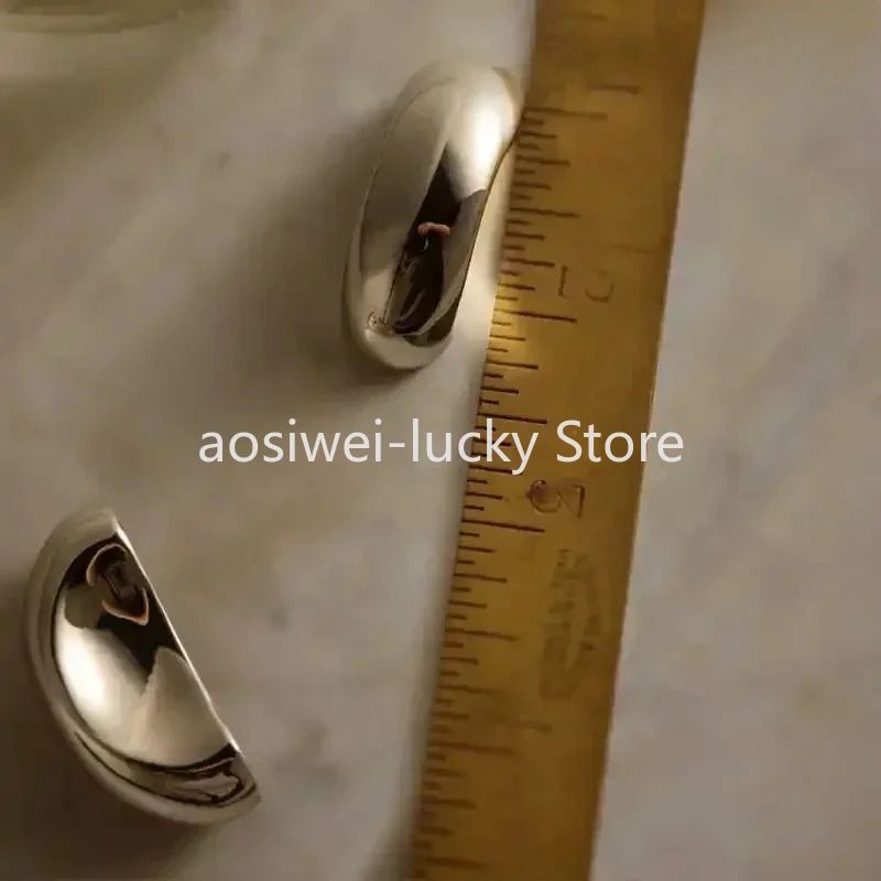 Polished Chrome Furniture Handle  Modern Solid Brass Pulls High-end Nordic Minimalist Style Drawer Handle Glossy Kitchen Handle