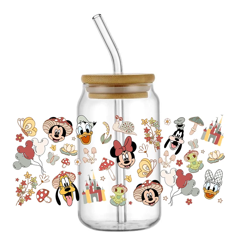 Miniso Cartoon Mouse Decal UV DTF Cup Wrap for 16oz Libbey Glasses Miky Minnie Mouse DIY Washable Transfer Sticker