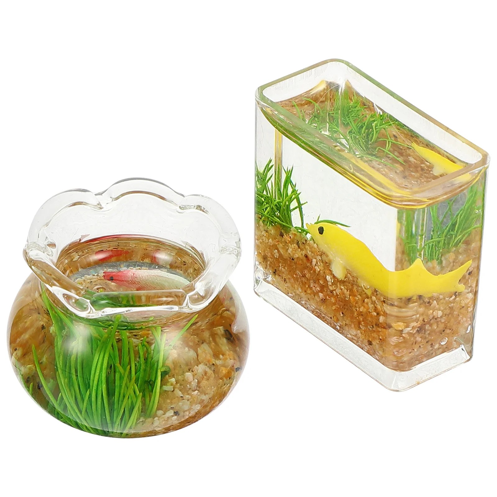 

Simulated Miniature Fish Tank Artificial Aquarium Decor Craft House Home Decoration Gold