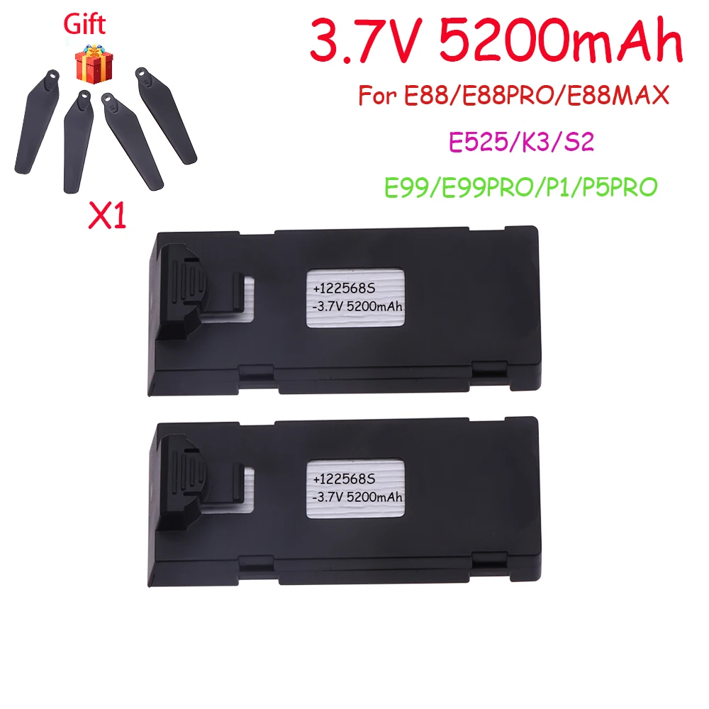 3.7V 5200Mah RC Drone Battery Accessory For E88 E88PRO E99 K3 Ls-E525 E525 PRO Mini Uav Drone Battery Special Battery Rc Parts