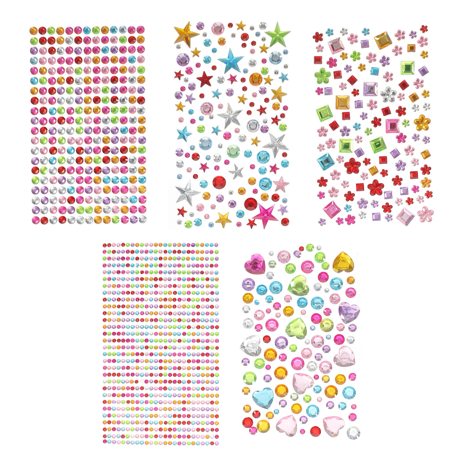 

5 Sheets Crystal Gems Stickers Premium Acrylic Durable Self Adhesive Star Rhinestones DIY Craft Phone Case Decor