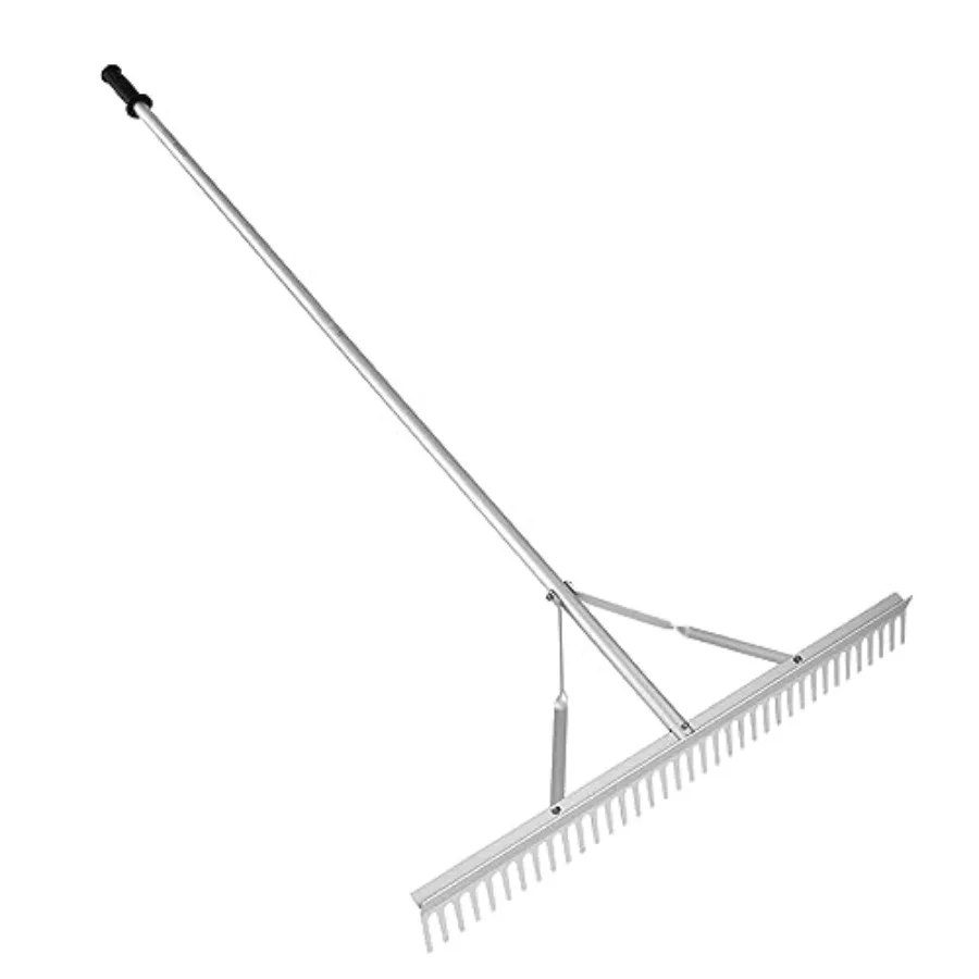 Landscape Rake, 36" Head Aluminum Lake Weed Rake with 75" Long Handle for Loosening Soil, Lawn Care, Weeding Lake, Garden, Sier