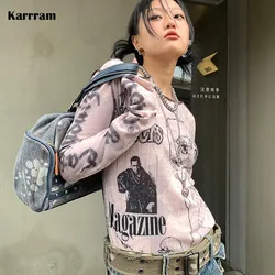Karrram Y2k Aesthetics T-shirt Grunge Fairycore Harajuku Tshirt Japanese Cartoon Print Tee Shirts Korean Fashion Tops E-girl 00s