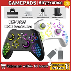 RGB For Xbox One,Xbox Series S,X Windows 7/8/10 Built-In Rechargeable Battery Dual-Vibration PC Controller