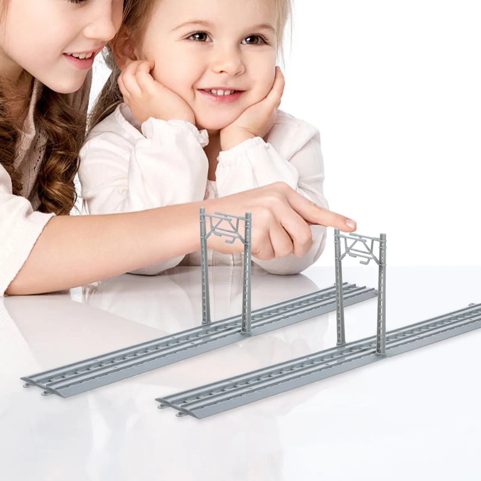 1Set Track Wire Pole Accessories for Train Scene Layout Kids DIY Plastic Tracks Hand-on Learning Play
