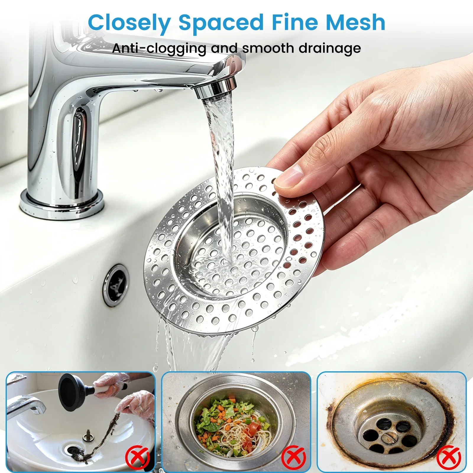 Kitchen Sink Drainage Filter Detachable Sink Food Catcher Sink Strainer Stopper Combo Pop-up SinkFilter Embedded Filter Basket