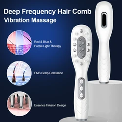 Blue Red Light Therapy Hair Growth Massage Comb Anti Hair Loss Medicine Liquid Oil Applicator EMS Vibration Scalp Massager Brush