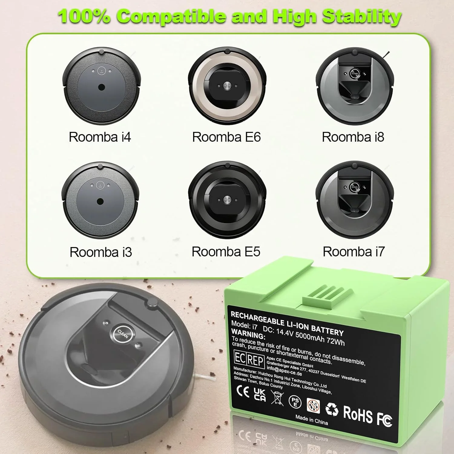 14.4 فولت 5000 مللي أمبير i7 تبديل البطارية لسلسلة رومبا e & i i i7 + i8 i6 i4 i4 + i3 i3 + i7158 J7 7150 7550 و e e5 e6 e5150 e5152 #5