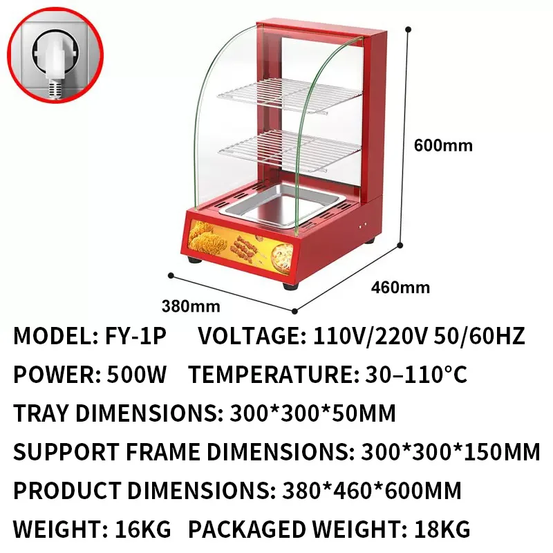 Countertop Hot Food Holding Cabinet—Ideal for Restaurant Buffets—3-Sided Transparent—Electric Hot Food Holding Cabinet