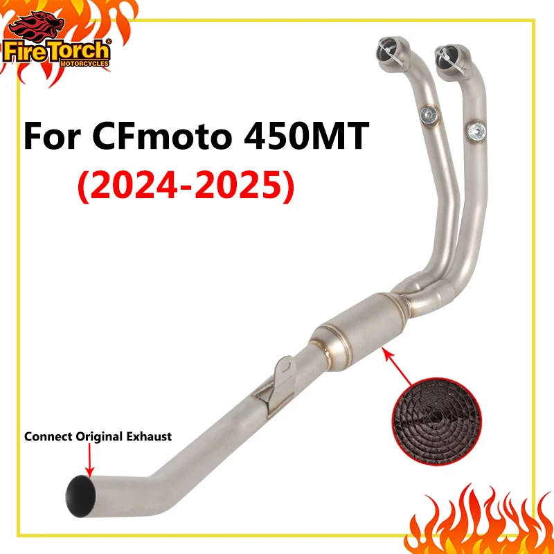 

Slip On For CFMOTO 450MT 450 MT 2024 2025 Motorcycle Exhaust System Front Middle Link Pipe Connect Original Muffler