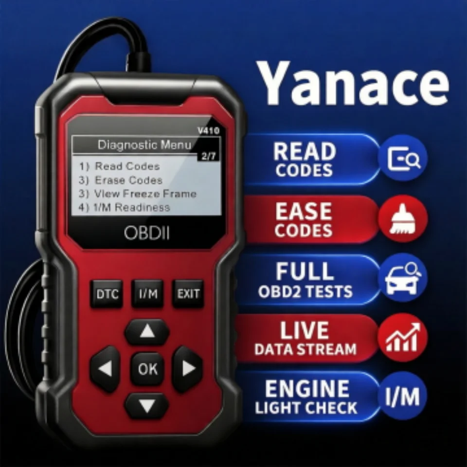 Yanace V410 OBD2 Scanner Car Diagnostic Tool Read Live Data Readiness Engine Light Check Full OBDII Code Reader All Vehicles