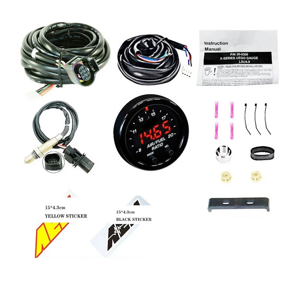 30-0300 30-4110 X-Series Wideband O2 Air Fuel Ratio Gauge Kit LSU 4.9 Oxygen Sensor 0258017025 +15*4.3cm for AEM DecaIl