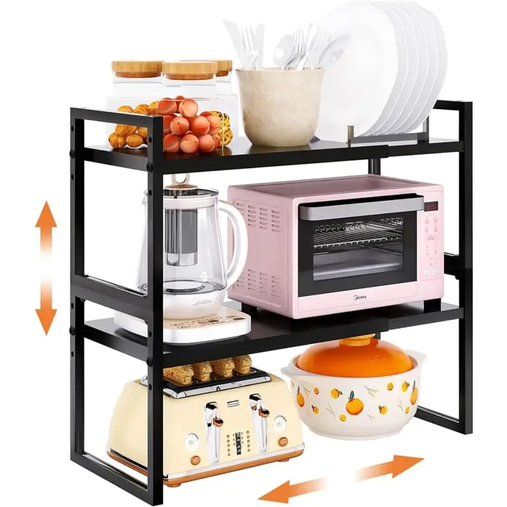 

2 Packs of Stackable Cabinet Shelf Organizers, Space Saving Shelves Closet Organizer Storage Box