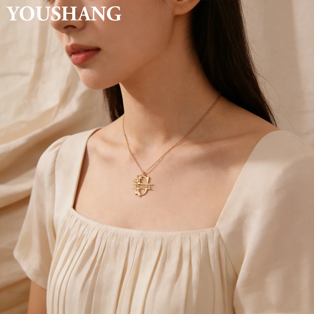 

Custom Name Necklace with Floral Letter Personalized Initial Jewelry for Women Girls, Birthday Gift Mom Sister Best Friend.
