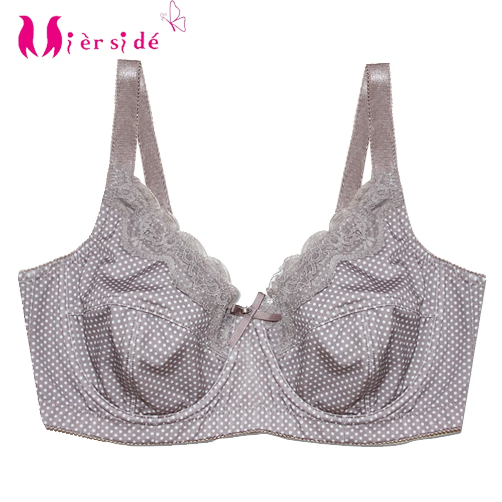 Mierside-Sujetador de lunares para mujer, ropa interior de talla grande, color gris/Negro/marrón, C/D/DD/DDD/E/F/G, D0295