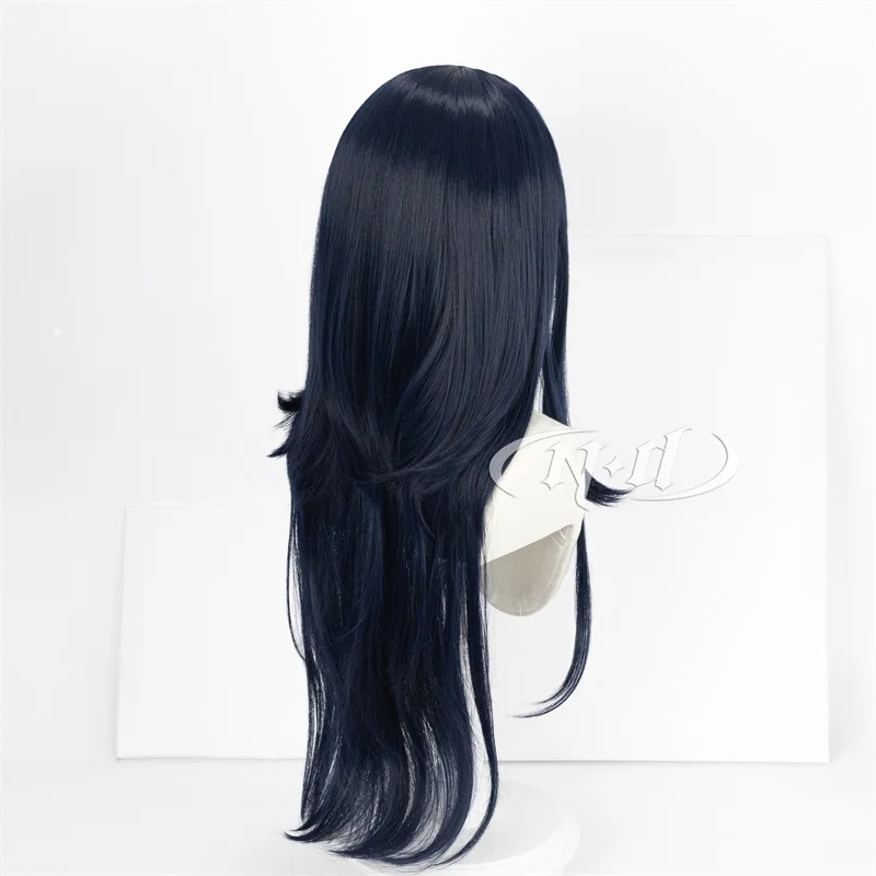 ND Hoshino Ichika شعر مستعار تأثيري مشروع SEKAI تأثيري طويل الأزرق الداكن والأسود خصلات الشعر المستعار للعبة كوميك كون كوزر الطرف الاصطناعية