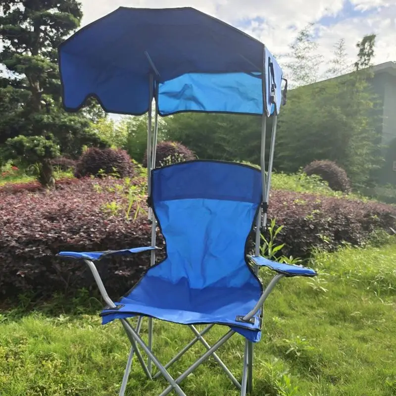 Folding Camping Chair Beach Chair Folding Camping Leisure Chair with Canopy Shade for Outdoor Fishing Festival Lawn Picnic